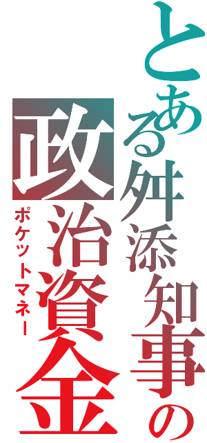 とある舛添知事の政治資金（ポケットマネー）