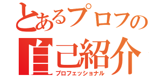 とあるプロフの自己紹介（プロフェッショナル）