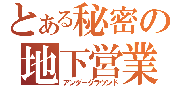 とある秘密の地下営業（アンダーグラウンド）