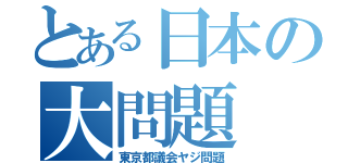 とある日本の大問題（東京都議会ヤジ問題）