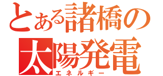 とある諸橋の太陽発電（エネルギー）