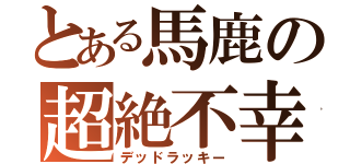 とある馬鹿の超絶不幸（デッドラッキー）