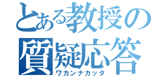 とある教授の質疑応答（ワカンナカッタ）