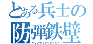 とある兵士の防弾鉄壁（バリスティックシールド）