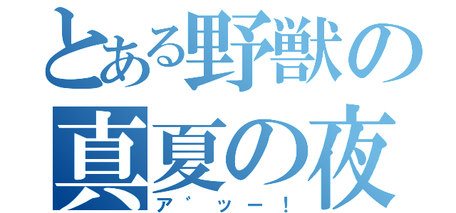 とある野獣の真夏の夜（ア゛ッー！）