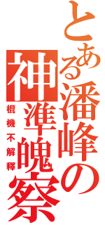 とある潘峰の神準魄察Ⅱ（棍機不解釋）