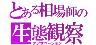 とある相場師の生態観察（オブザベーション）