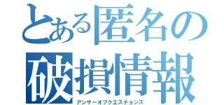 とある匿名の破損情報（アンサーオブクエスチョンズ）