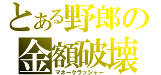 とある野郎の金額破壊（マネークラッシャー）