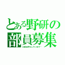 とある野研の部員募集（入部お待ちしています‼）