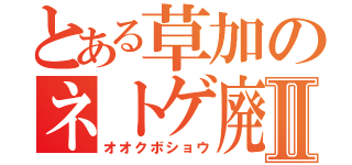 とある草加のネトゲ廃人Ⅱ（オオクボショウ）