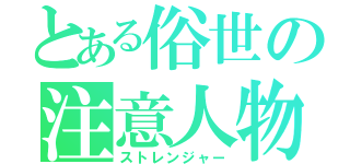 とある俗世の注意人物（ストレンジャー）