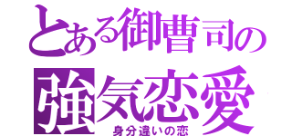 とある御曹司の強気恋愛（ 身分違いの恋）