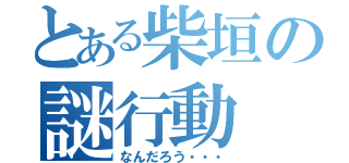 とある柴垣の謎行動（なんだろう・・・）