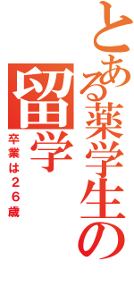 とある薬学生の留学（卒業は２６歳）