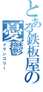 とある鉄板屋の憂鬱（メランコリー）