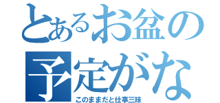 とあるお盆の予定がない（このままだと仕事三昧）