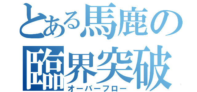 とある馬鹿の臨界突破（オーバーフロー）