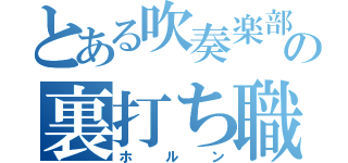 とある吹奏楽部の裏打ち職人（ホルン）