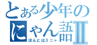 とある少年のにゃん語Ⅱ（ほんとは３ニャ）