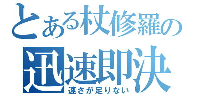 とある杖修羅の迅速即決（速さが足りない）