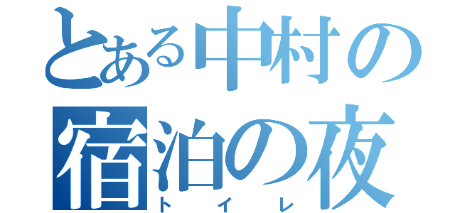 とある中村の宿泊の夜（トイレ）