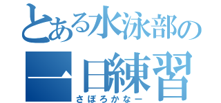 とある水泳部の一日練習（さぼろかなー）