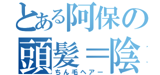 とある阿保の頭髪＝陰毛（ちん毛ヘアー）