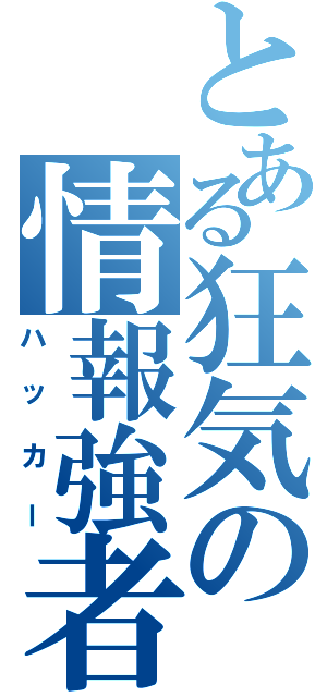 とある狂気の情報強者（ハッカー）