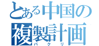 とある中国の複製計画（パクリ）