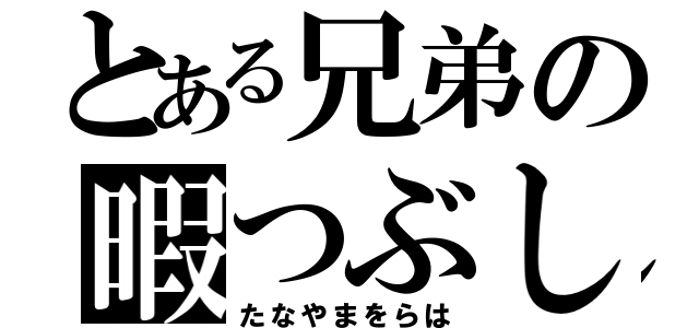 とある兄弟の暇つぶし（たなやまをらは）