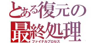 とある復元の最終処理（ファイナルプロセス）