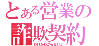 とある営業の詐欺契約（わけがわからないよ）