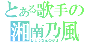 とある歌手の湘南乃風（しょうなんのかぜ）