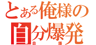 とある俺様の自分爆発（自爆）