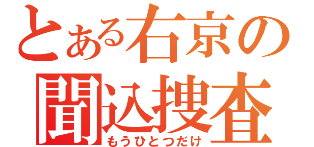 とある右京の聞込捜査（もうひとつだけ）