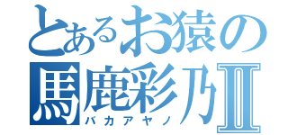 とあるお猿の馬鹿彩乃Ⅱ（バカアヤノ）