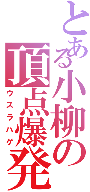 とある小柳の頂点爆発（ウスラハゲ）