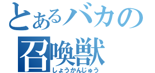 とあるバカの召喚獣（しょうかんじゅう）