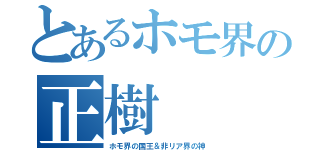 とあるホモ界の正樹（ホモ界の国王＆非リア界の神）