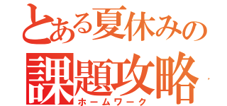 とある夏休みの課題攻略（ホームワーク）