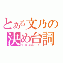 とある文乃の決め台詞（２回死ね！！）