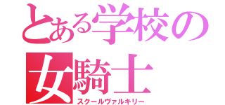 とある学校の女騎士（スクールヴァルキリー）