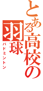 とある高校の羽球（バドミントン）