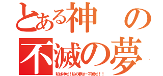 とある神の不滅の夢（私は神だ！私の夢は…不滅だ！！）