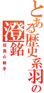 とある歴史系羽の澄銘（認真の新手）