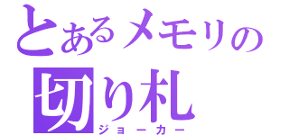 とあるメモリの切り札（ジョーカー）