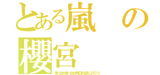 とある嵐の櫻宮（走り出せ走り出せ明日を迎えに行こう。）