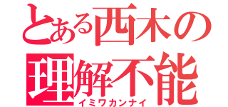 とある西木の理解不能（イミワカンナイ）