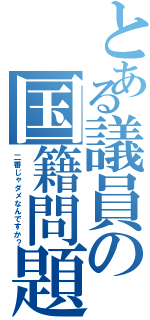 とある議員の国籍問題（二番じゃダメなんですか？）